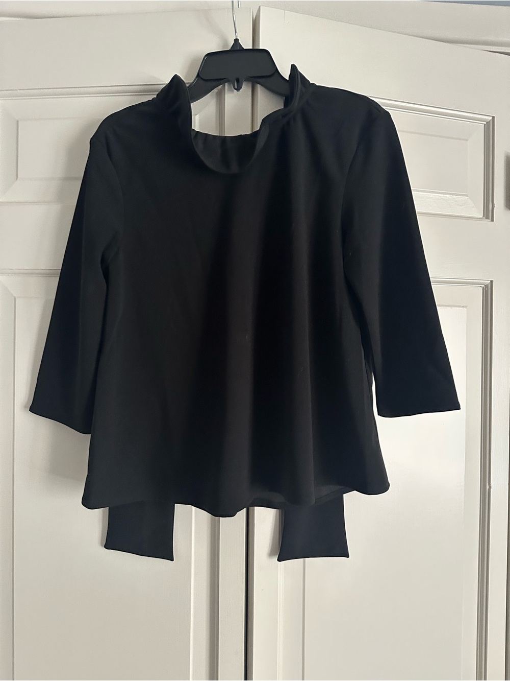 Tuckernuck Black Funnel Neck Top with Back Tie